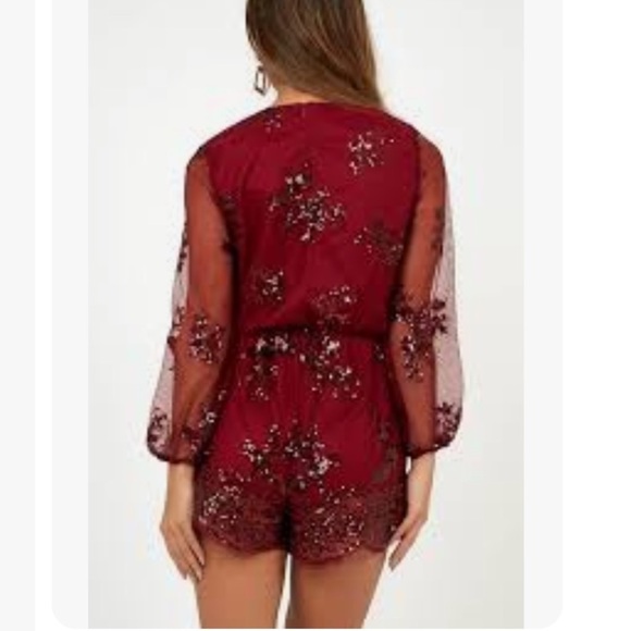 🎉 Host Pick🎉 Showpo. What Comes Around Sequin Playsuit in Wine Size 8 - Picture 4 of 10